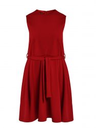 Sleeveless belted fit & flare dress