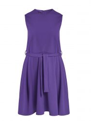Sleeveless belted fit & flare dress
