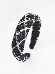 Black and white textured tweed headband