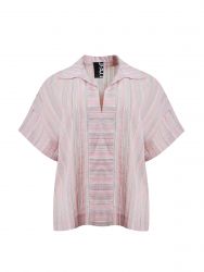 Striped cotton-linen blouse