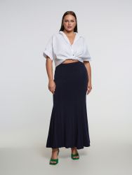 Super-jersey flared panel skirt
