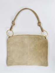 Suede leather shoulder bag with knotted handles
