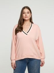 V-neck sweatshirt with contrasting trim
