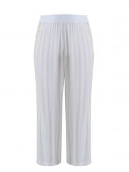 Viscose wide-leg pants with lace side detail