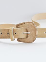Cappuccino beige pony skin belt with matching covered buckle