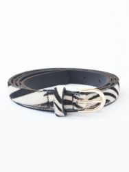 Zebra pony skin belt