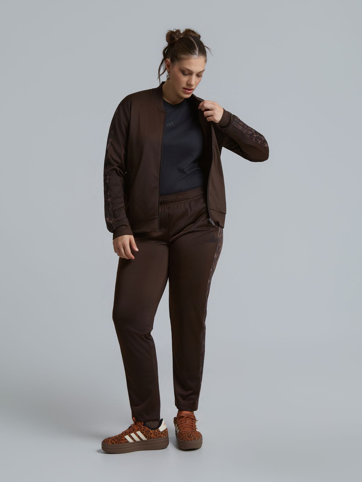Adidas 3-Stripes Leopard Print Tracksuit Brown, Animal Print