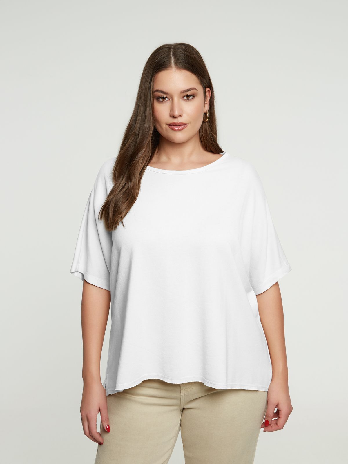 Relaxed short-sleeve cotton blend sweat top