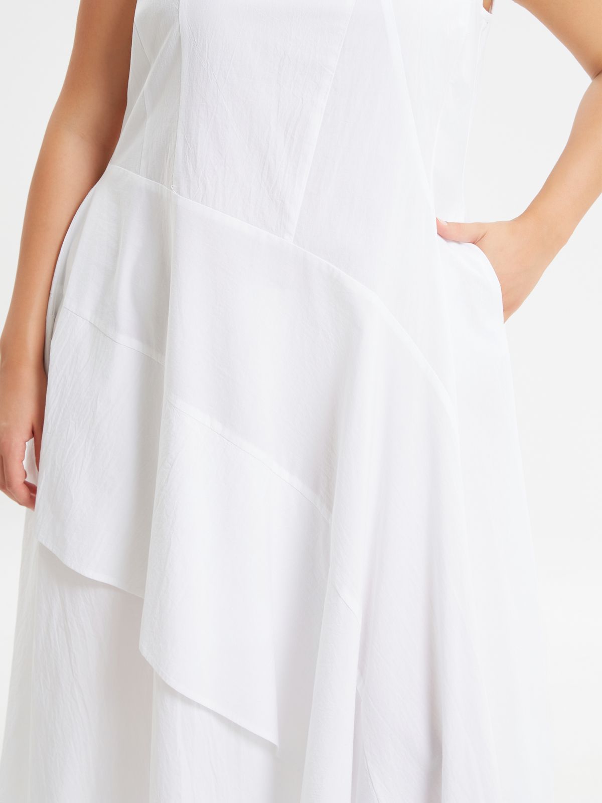Asymmetric sleeveless cotton dress