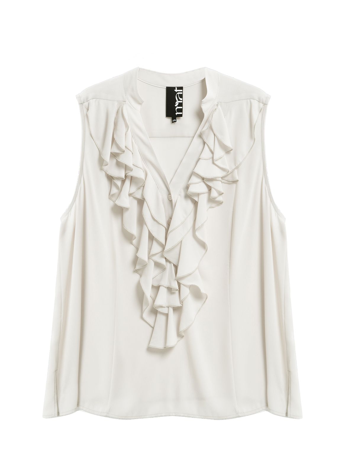 Sleeveless ruffle front blouse | mat fashion