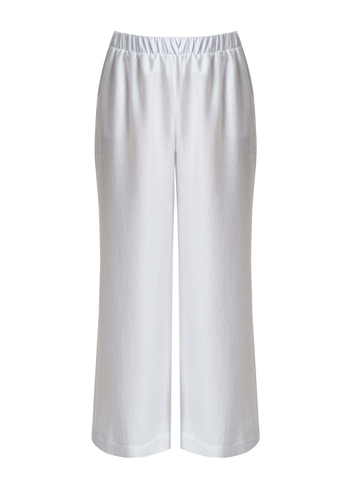 Satin wide-leg pants with elastic waist