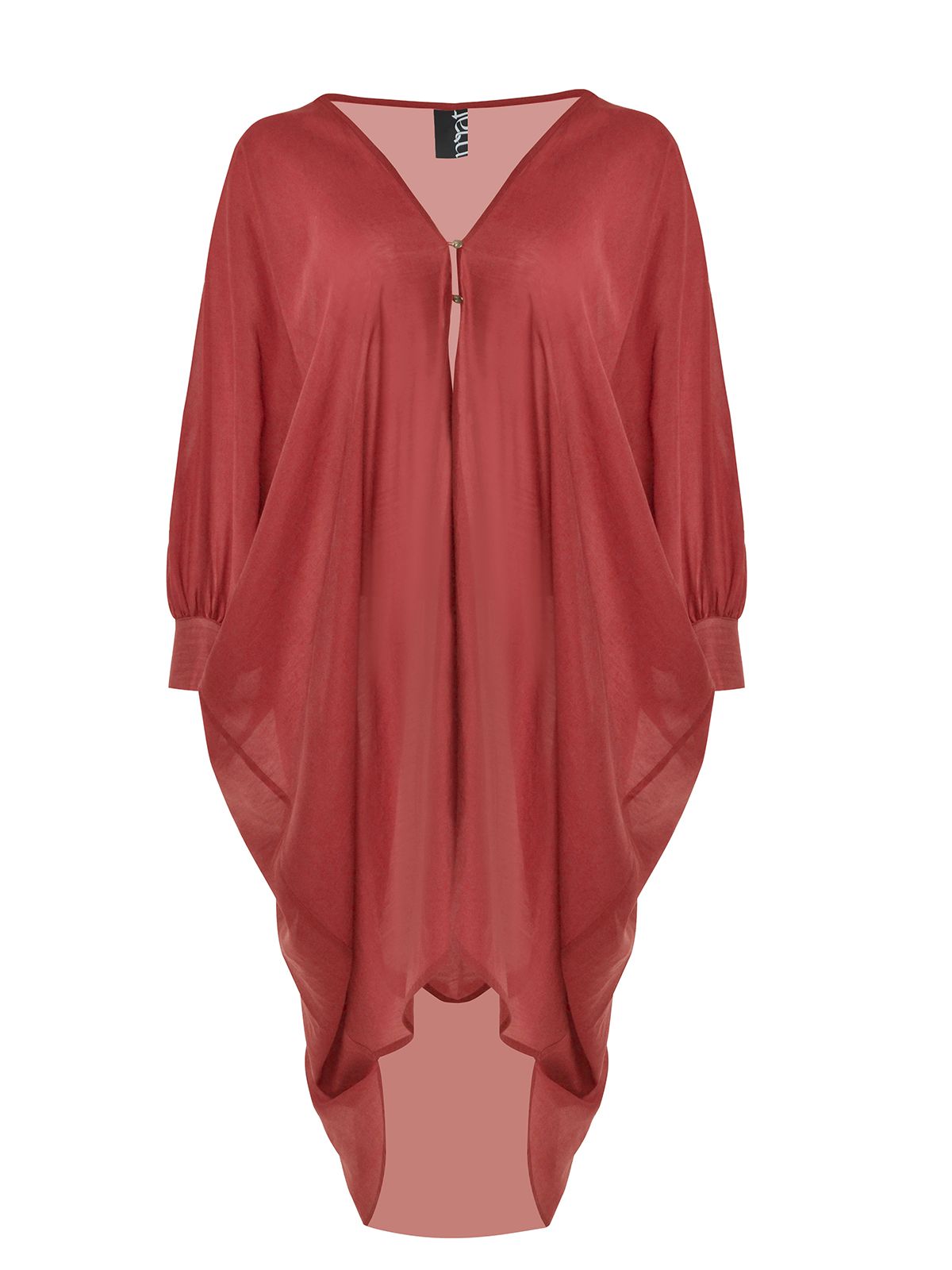 Draped tunic dress with balloon sleeves
