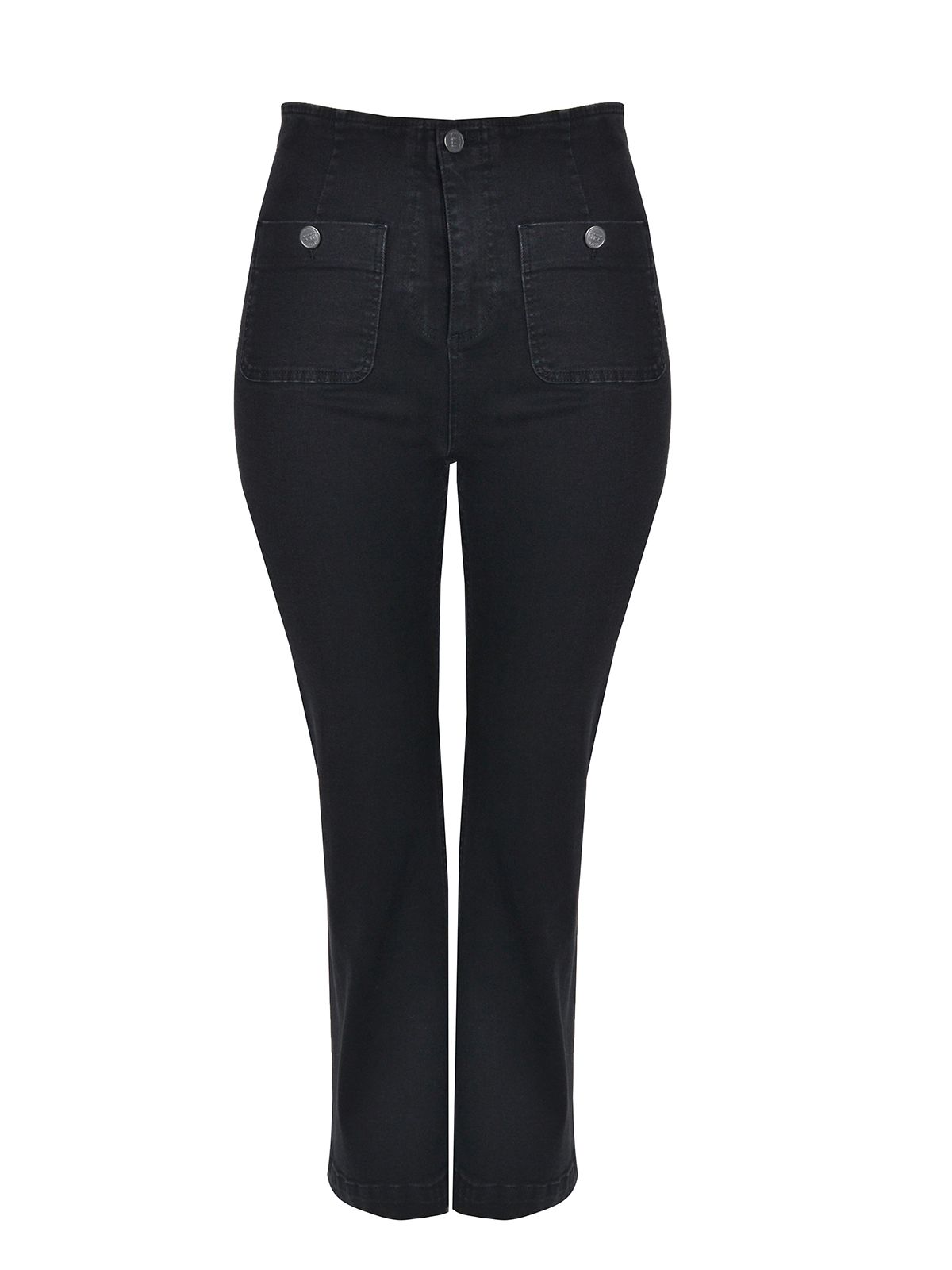 High-waisted bootcut jeans with front pockets