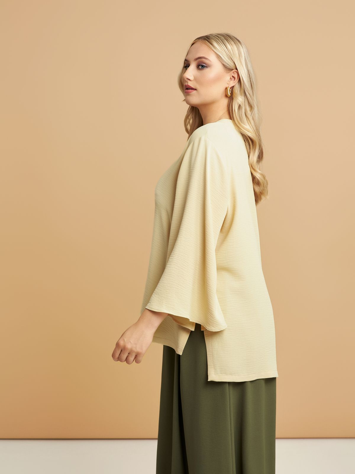 Airwashed crepe V-neck shirt