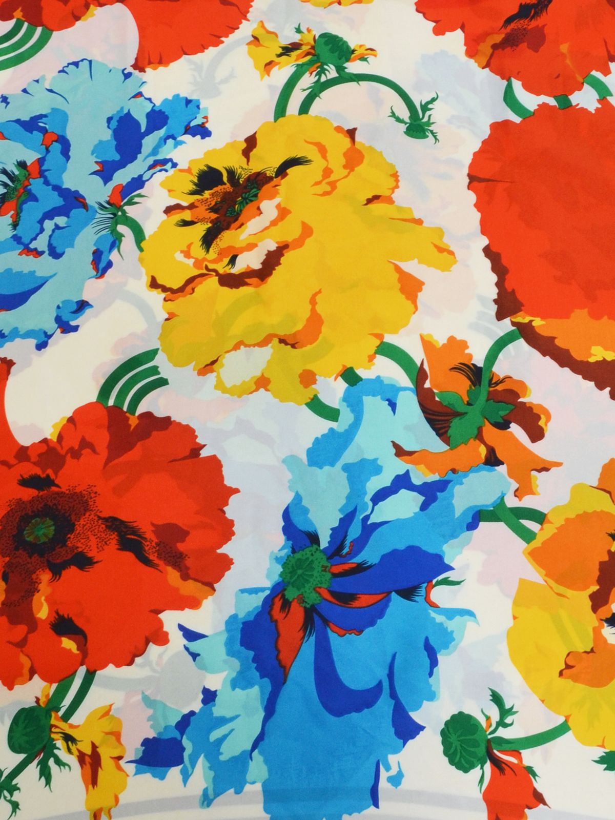 Abstract floral print satin scarf