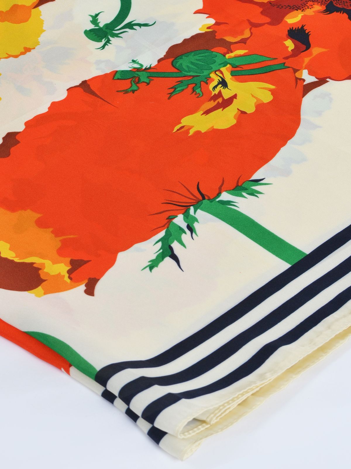 Abstract floral print satin scarf