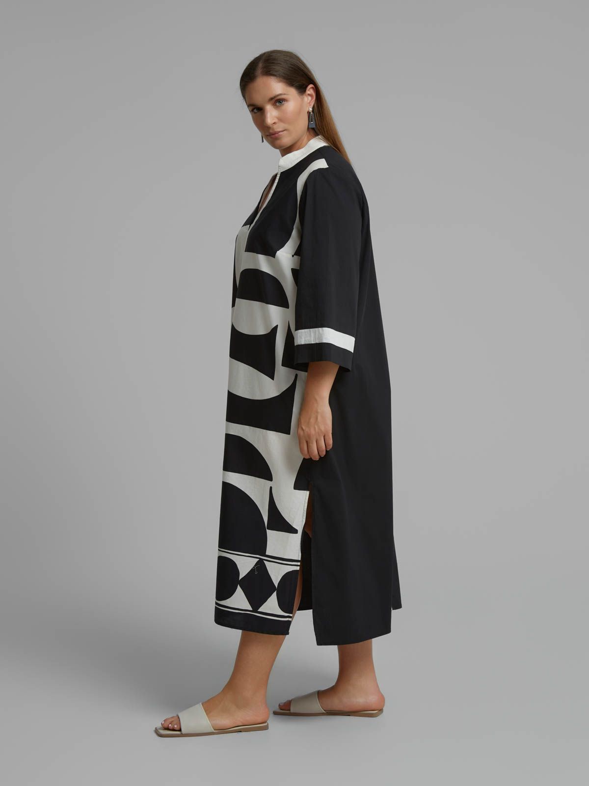 Abstract-print midi dress