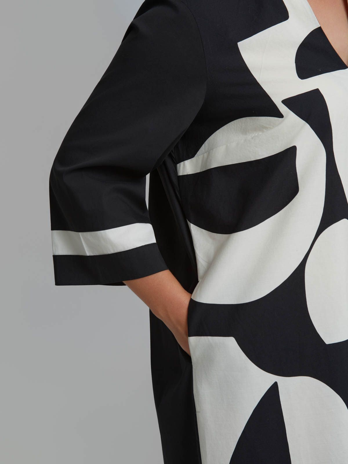 Abstract-print midi dress