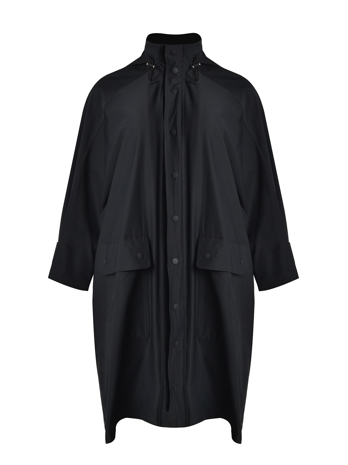 Oversized utility coat with high neck and pockets
