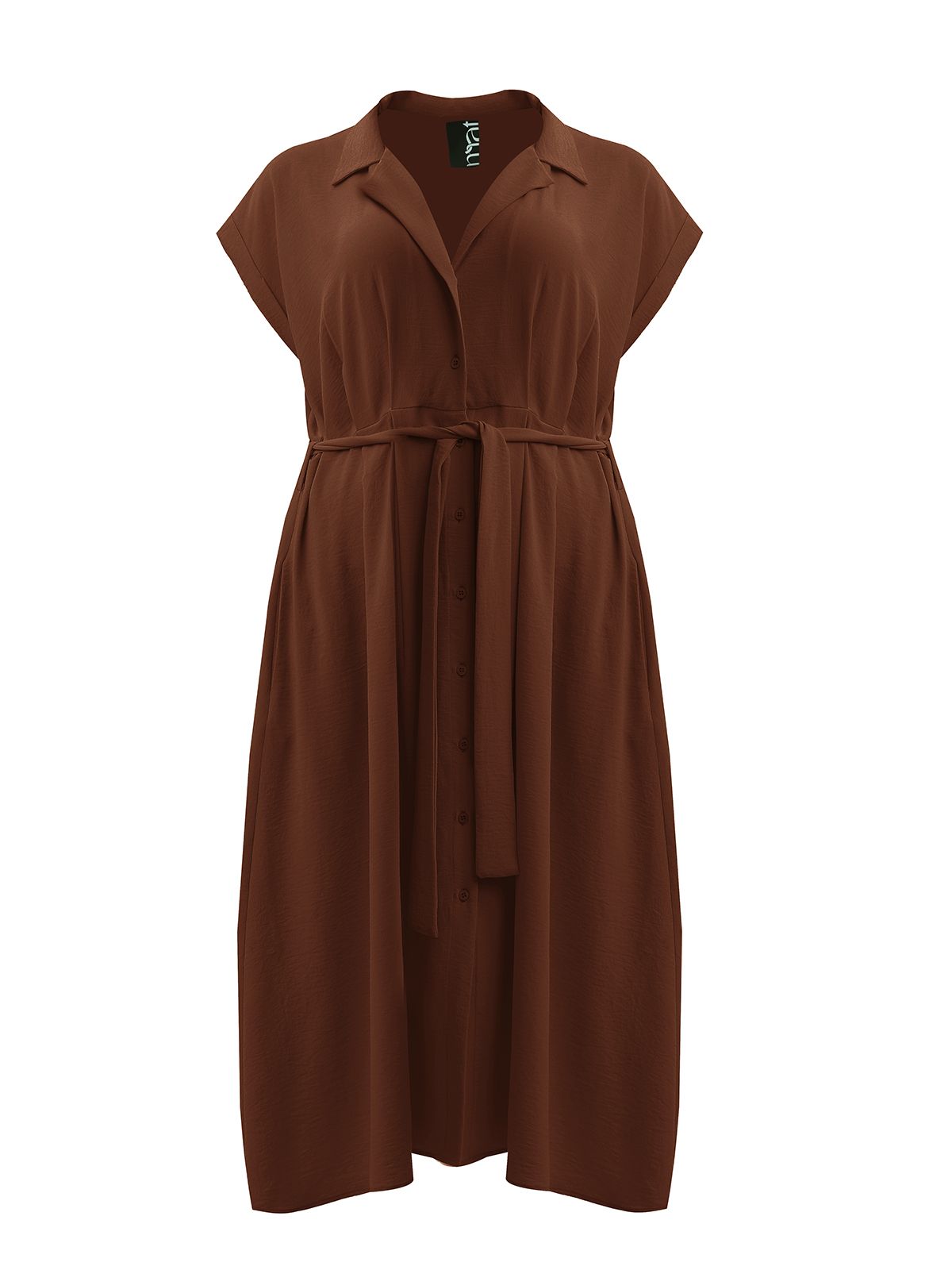 Airwashed crepe belted shirt-dress