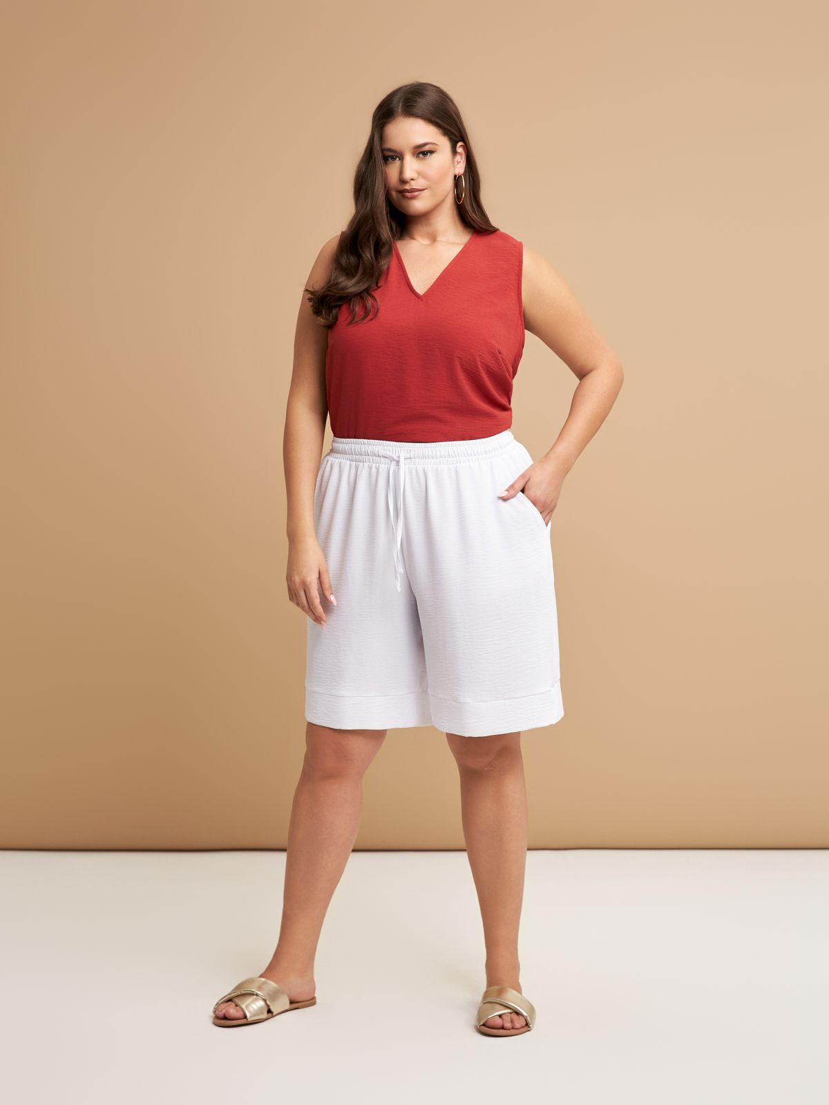 Airwashed crepe bermuda shorts