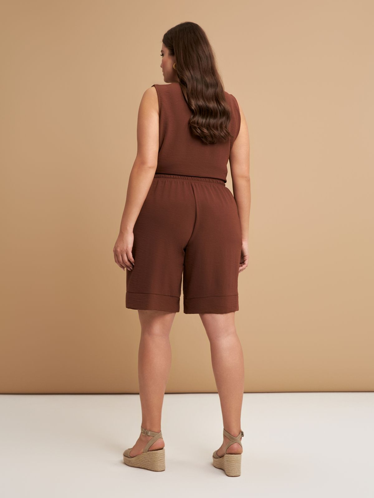 Airwashed crepe bermuda shorts