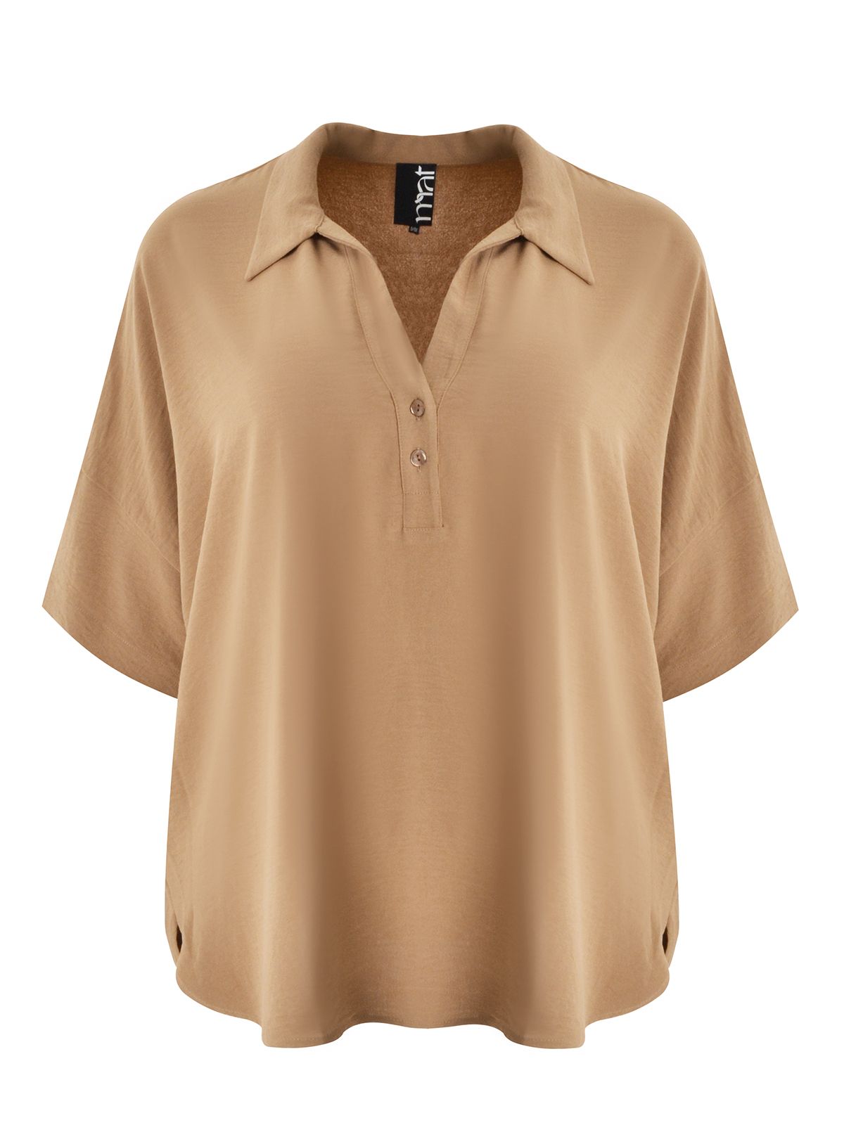 Airwashed crepe blouse with point collar