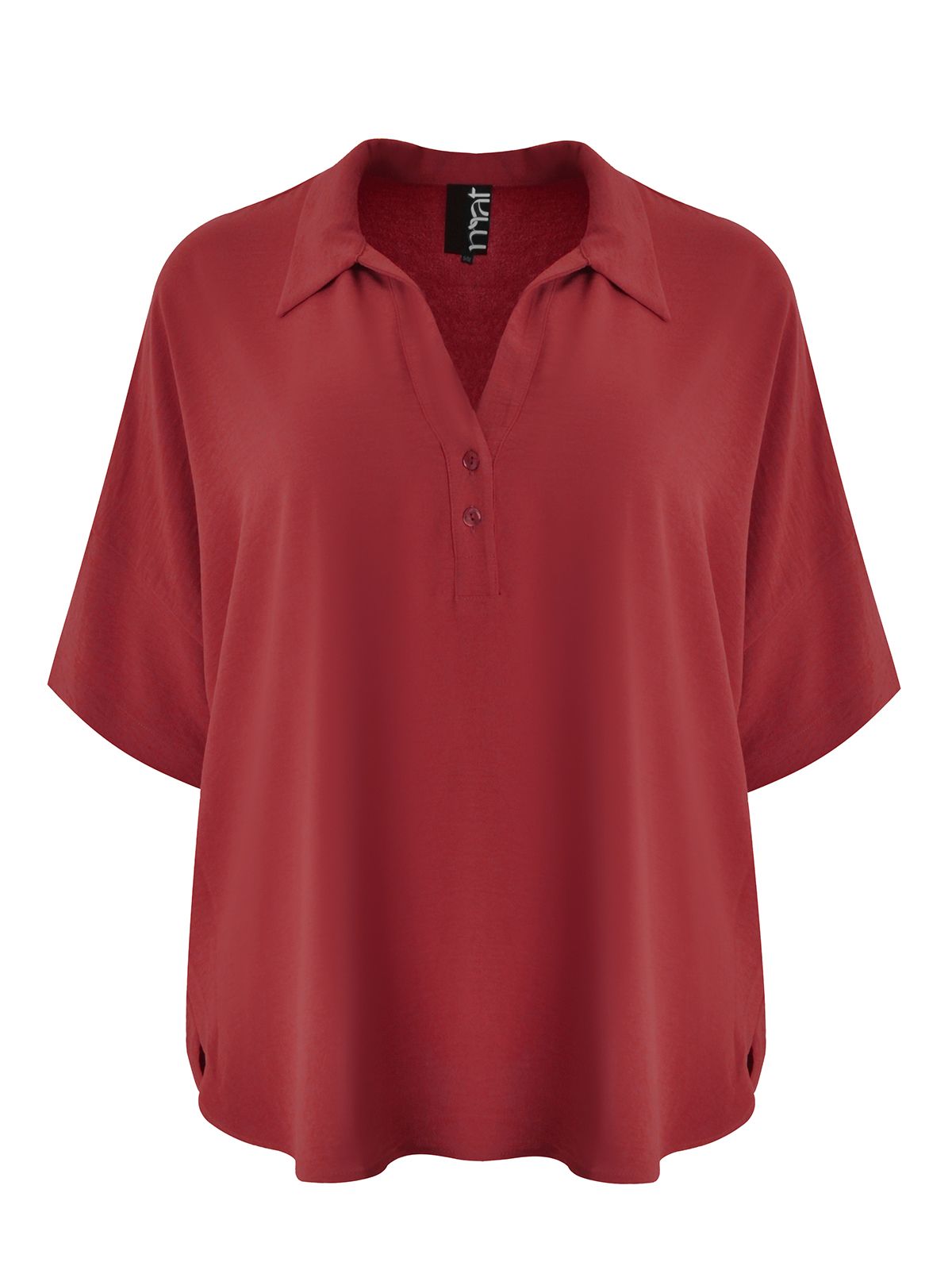 Airwashed crepe blouse with point collar