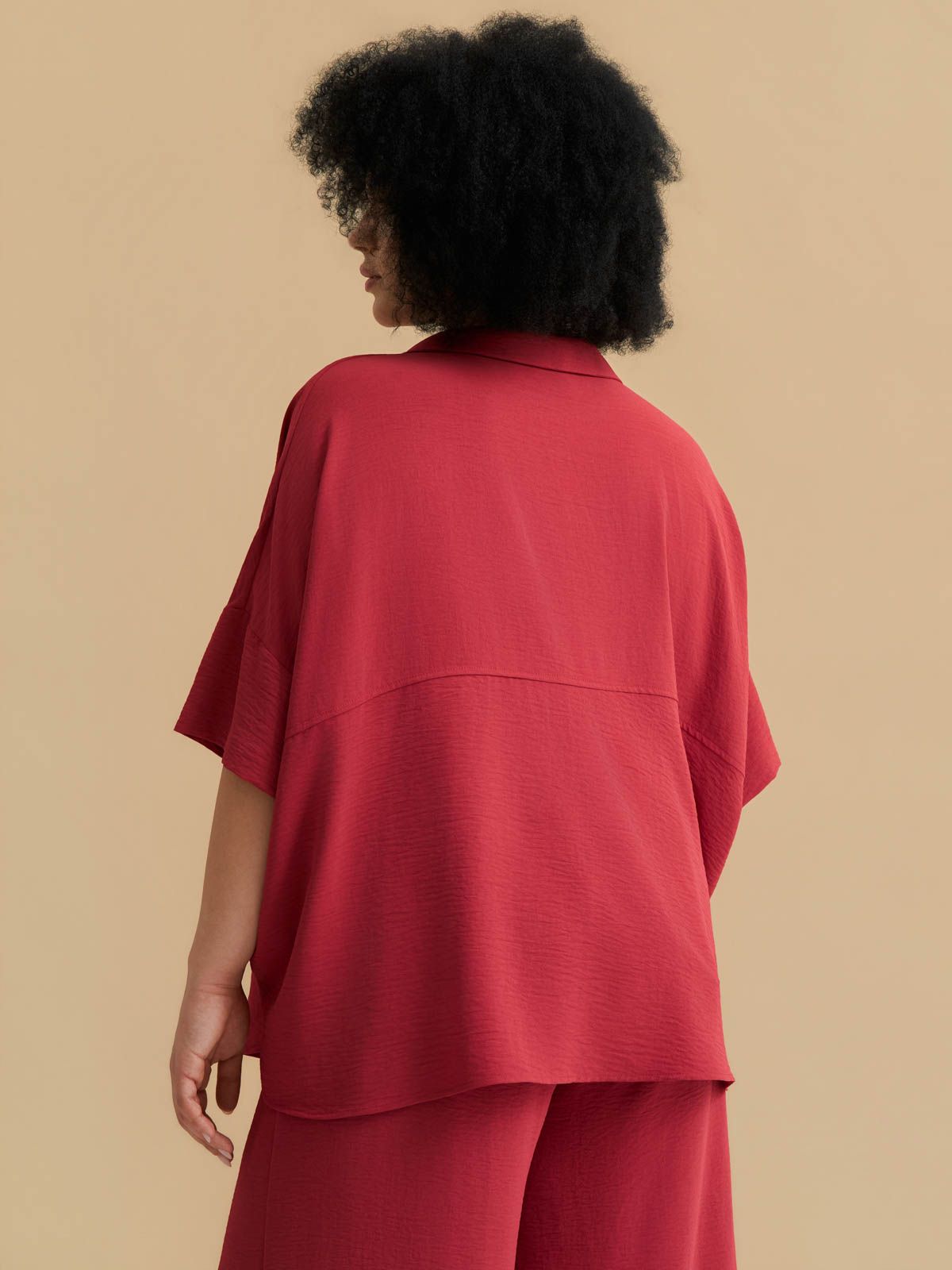 Airwashed crepe blouse with point collar