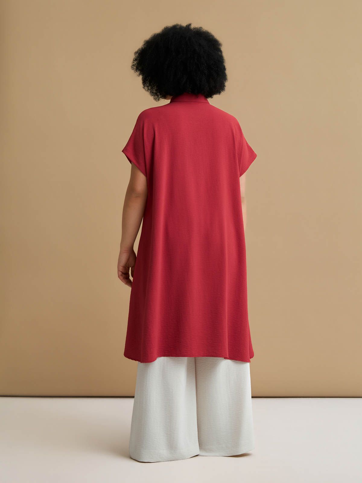 Airwashed crepe midi shirt-dress