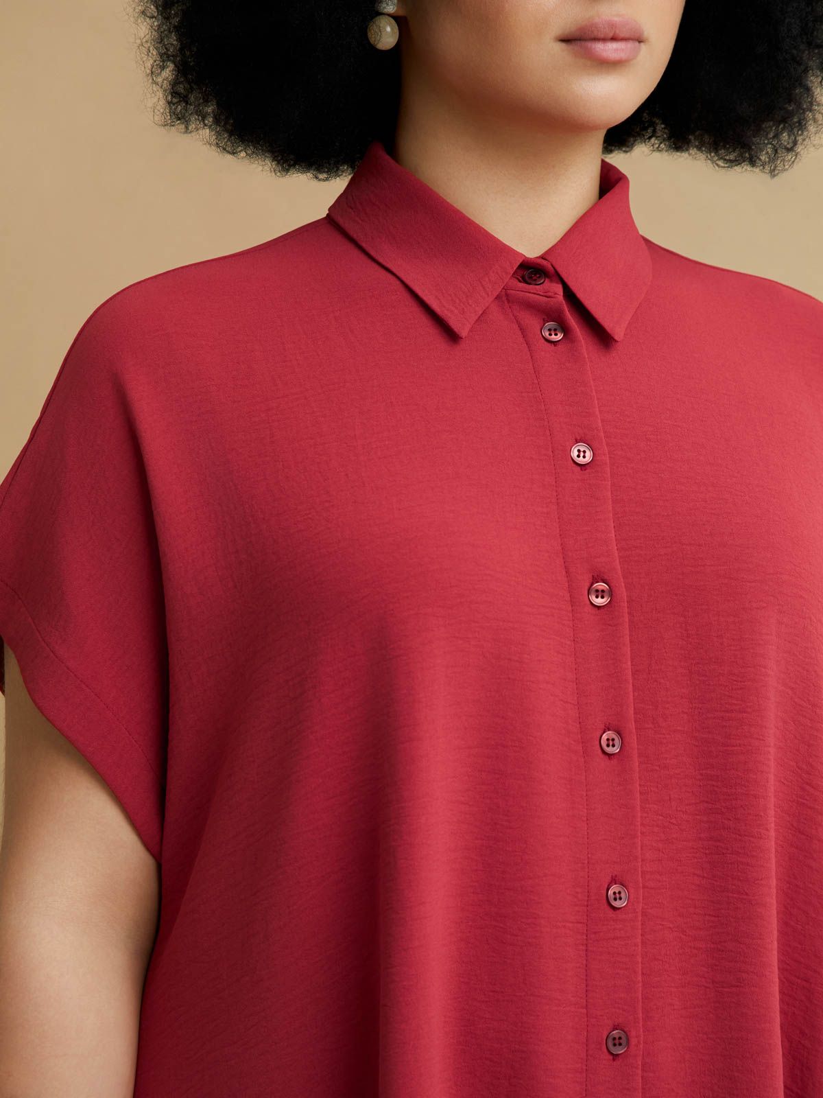 Airwashed crepe midi shirt-dress