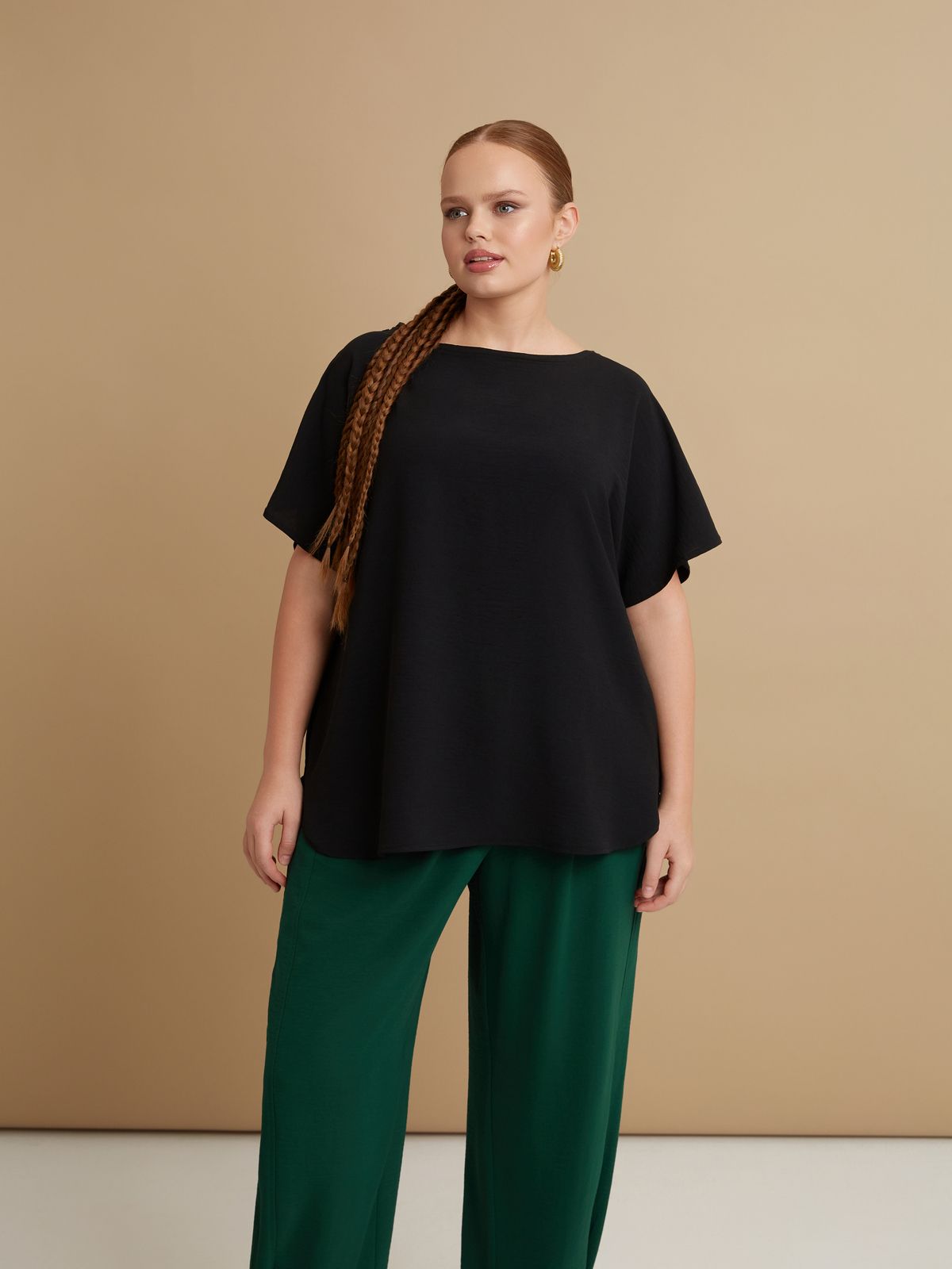 Airwashed crepe round-neck top