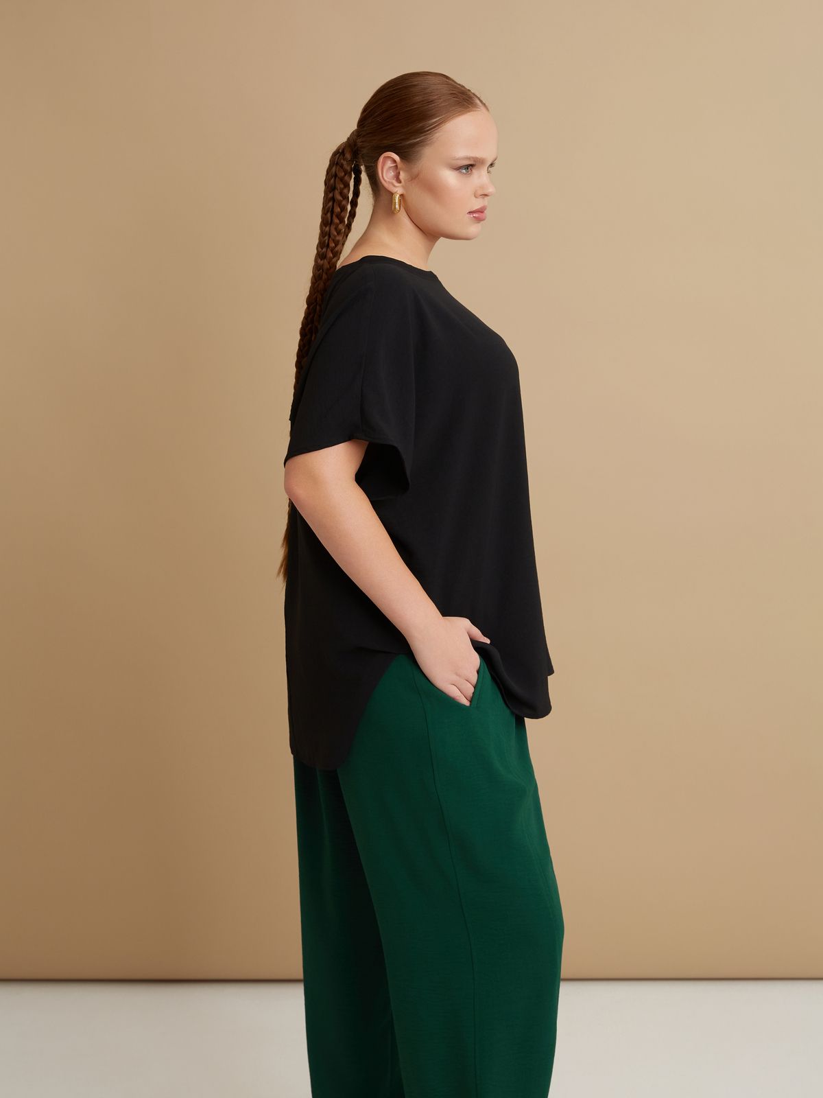 Airwashed crepe round-neck top