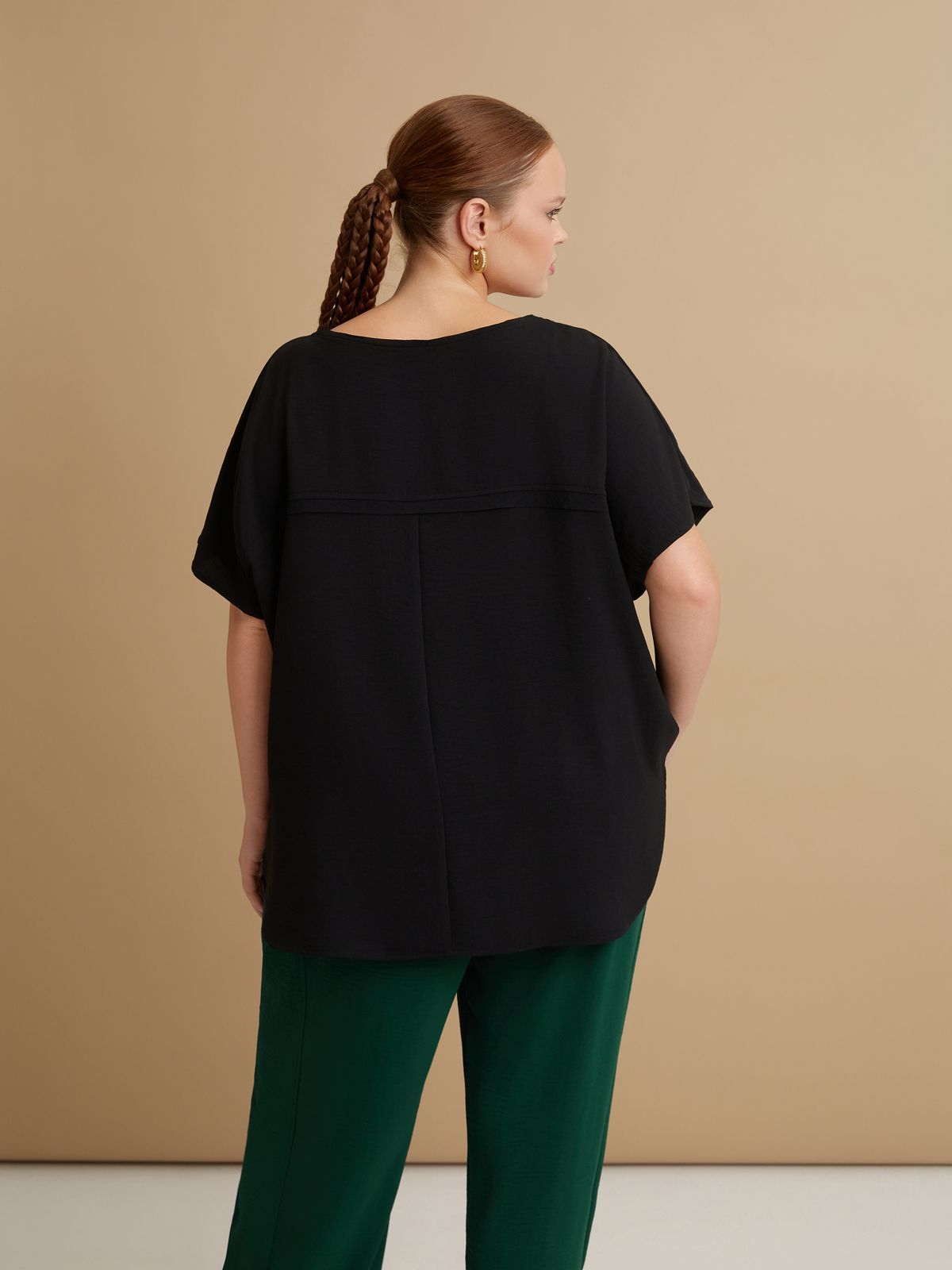 Airwashed crepe round-neck top