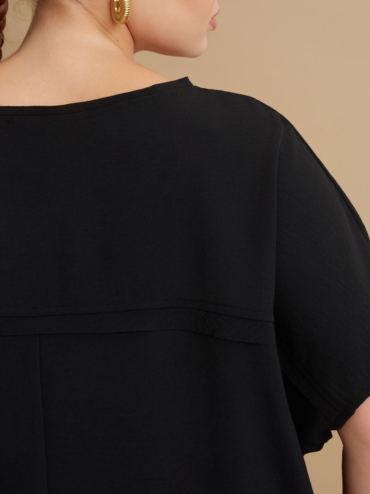 Airwashed crepe round-neck top