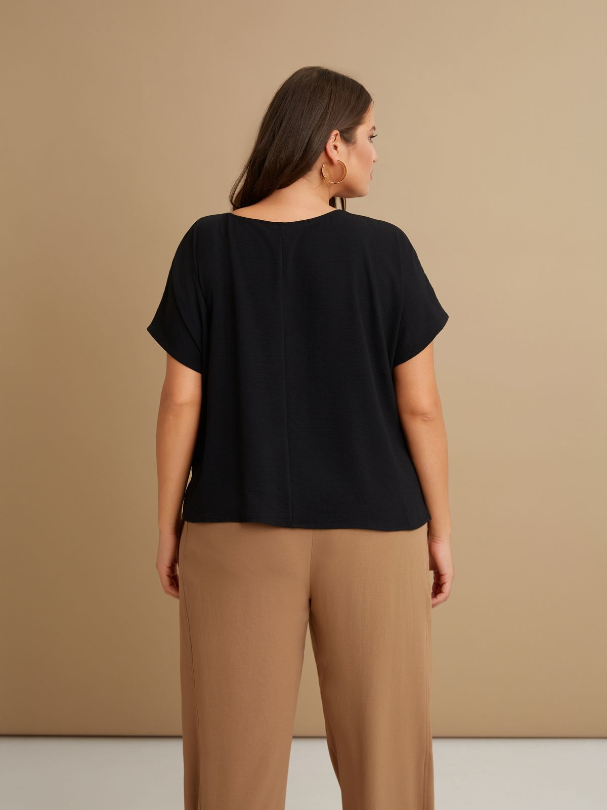 Airwashed crepe short-sleeve top
