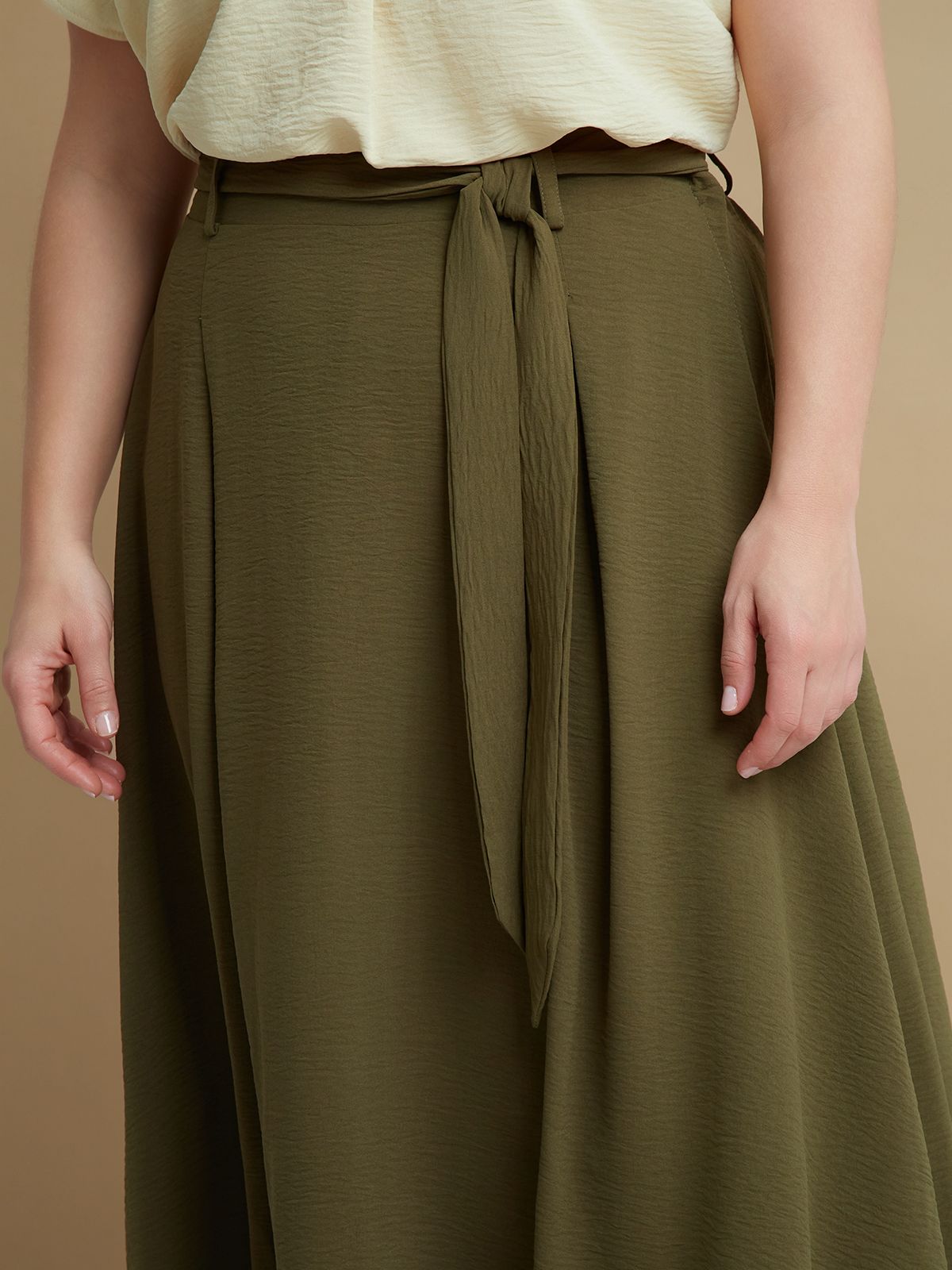 Αirwashed crepe skirt with waist tie