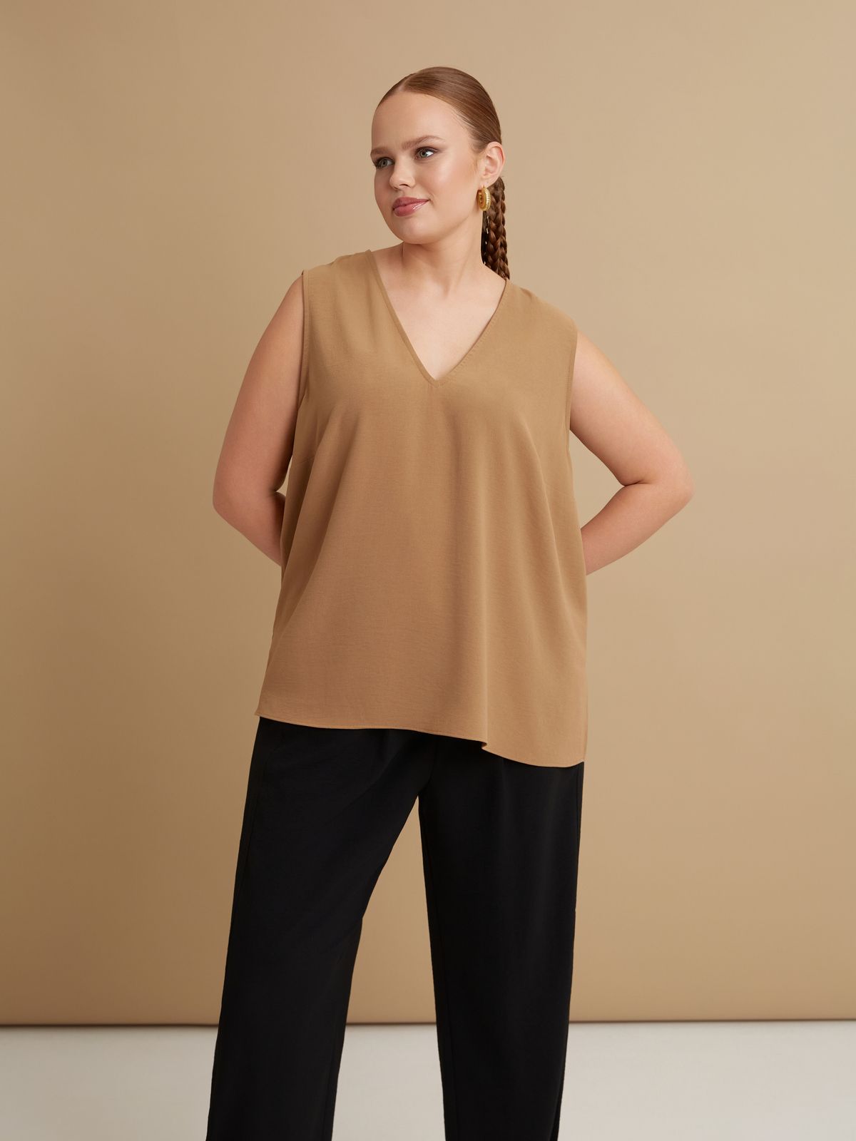 Airwashed crepe sleeveless top