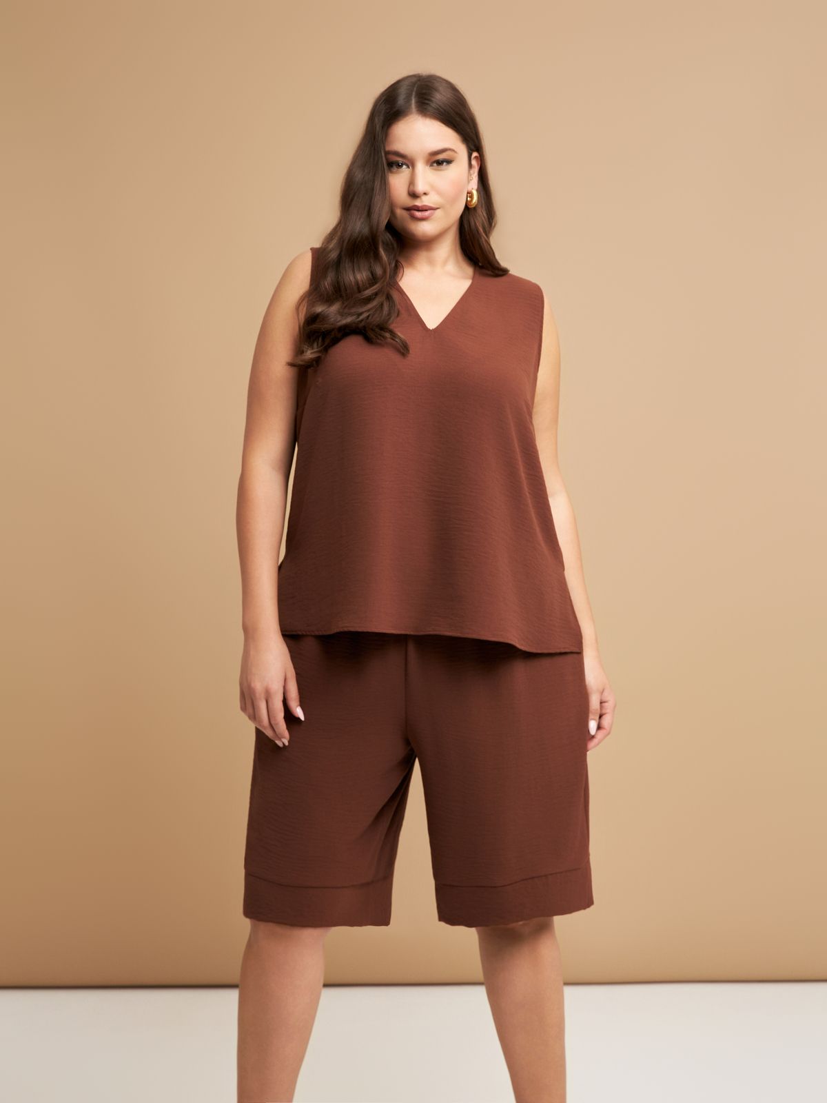 Airwashed crepe sleeveless top