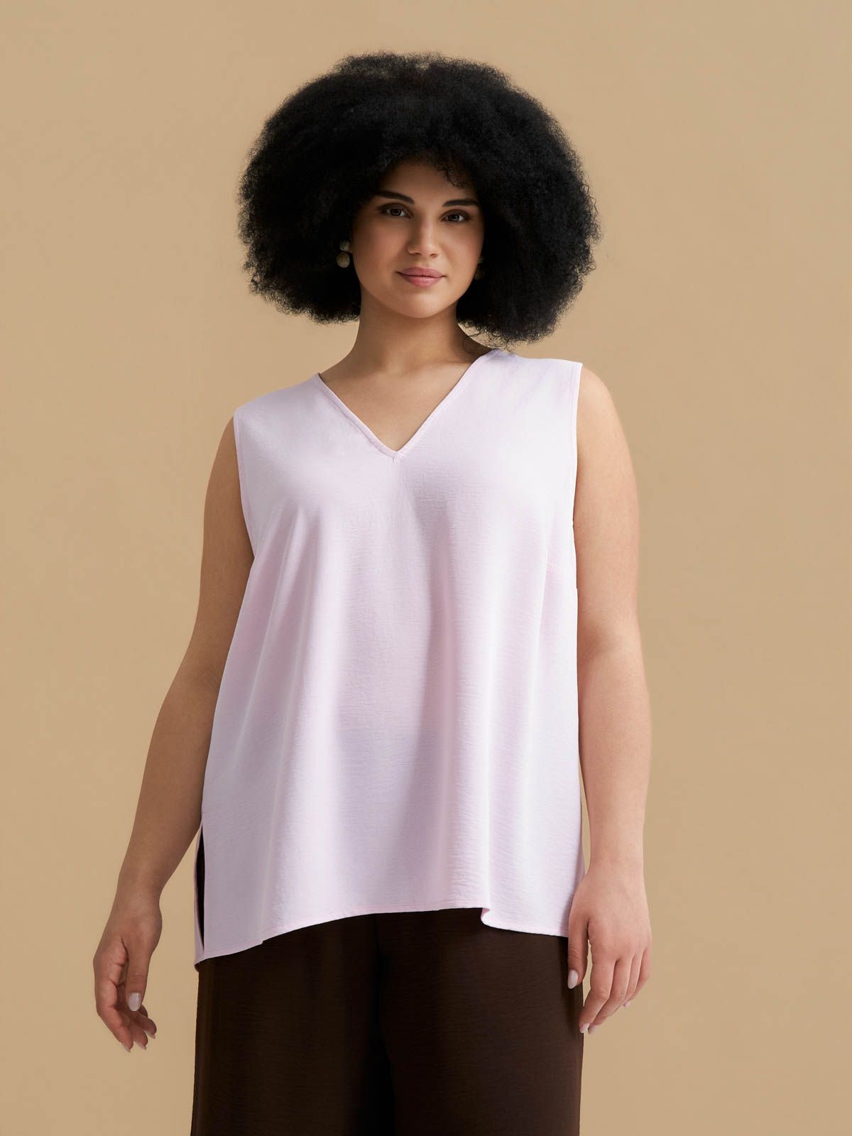 Airwashed crepe sleeveless top