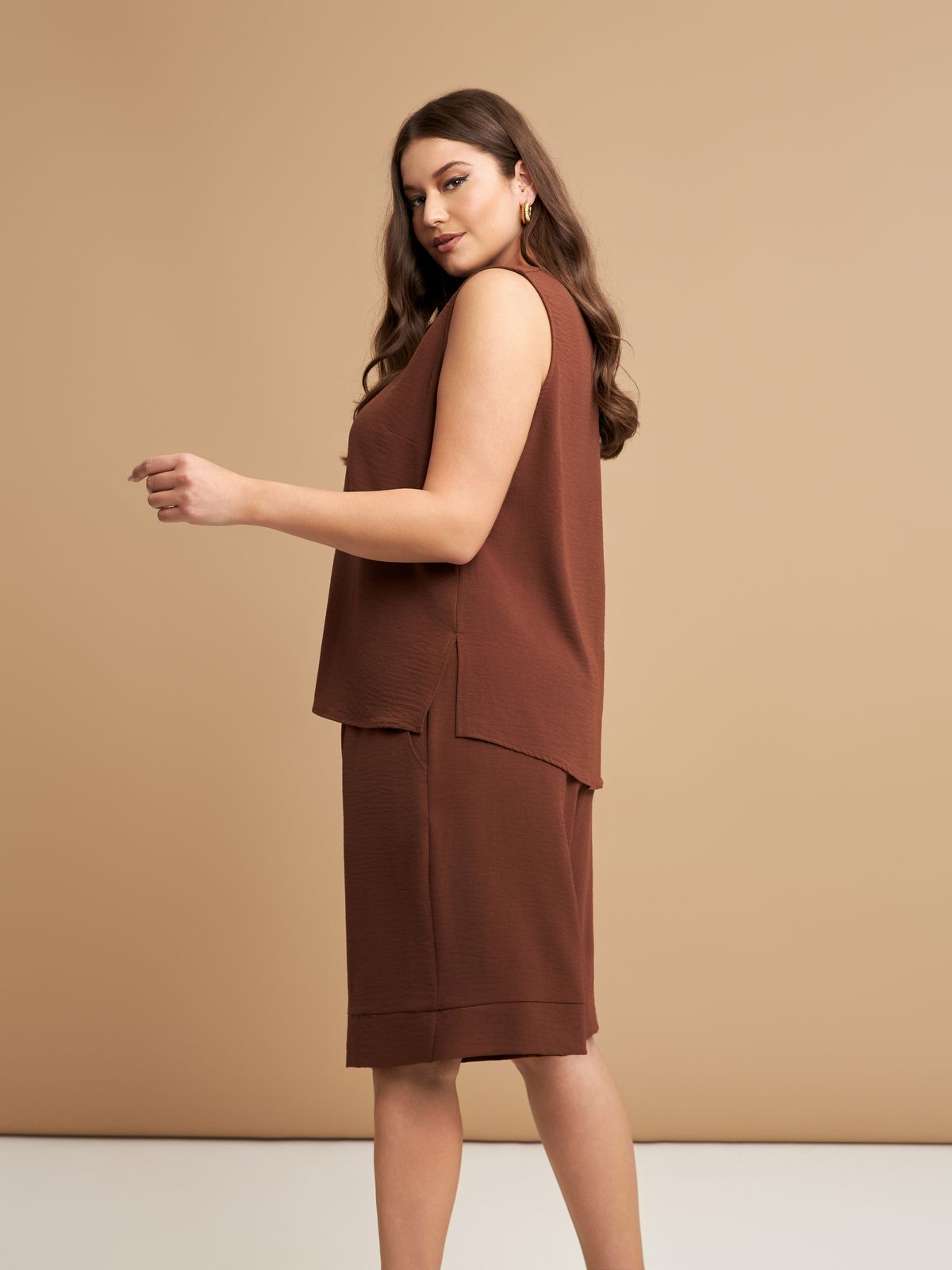 Airwashed crepe sleeveless top