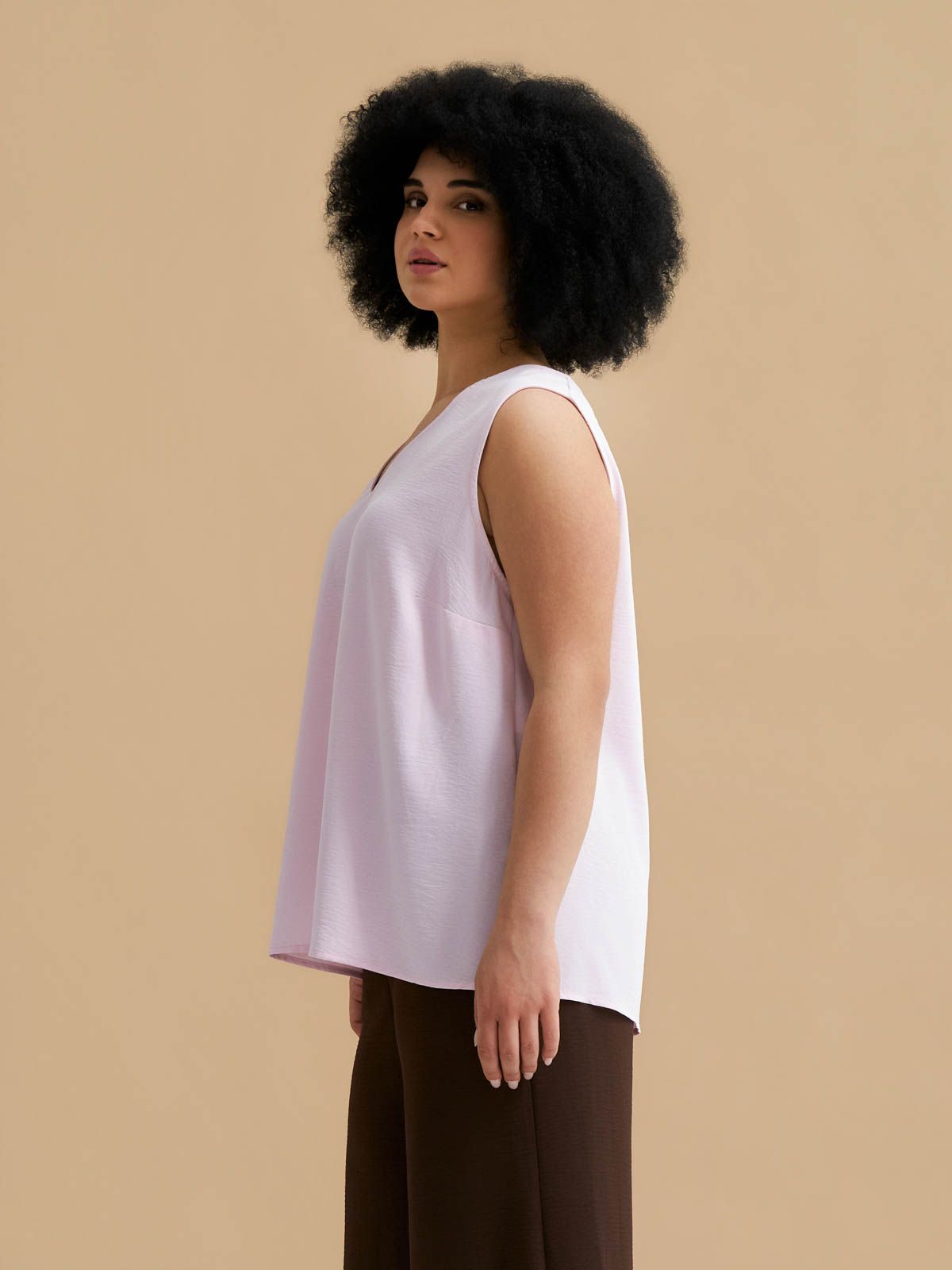 Airwashed crepe sleeveless top