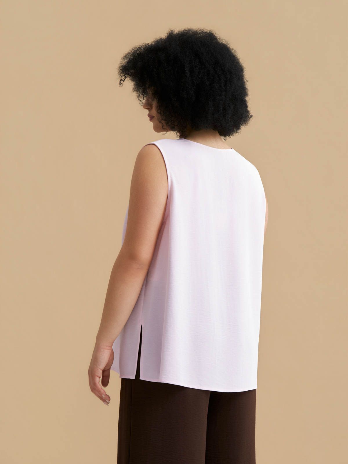 Airwashed crepe sleeveless top