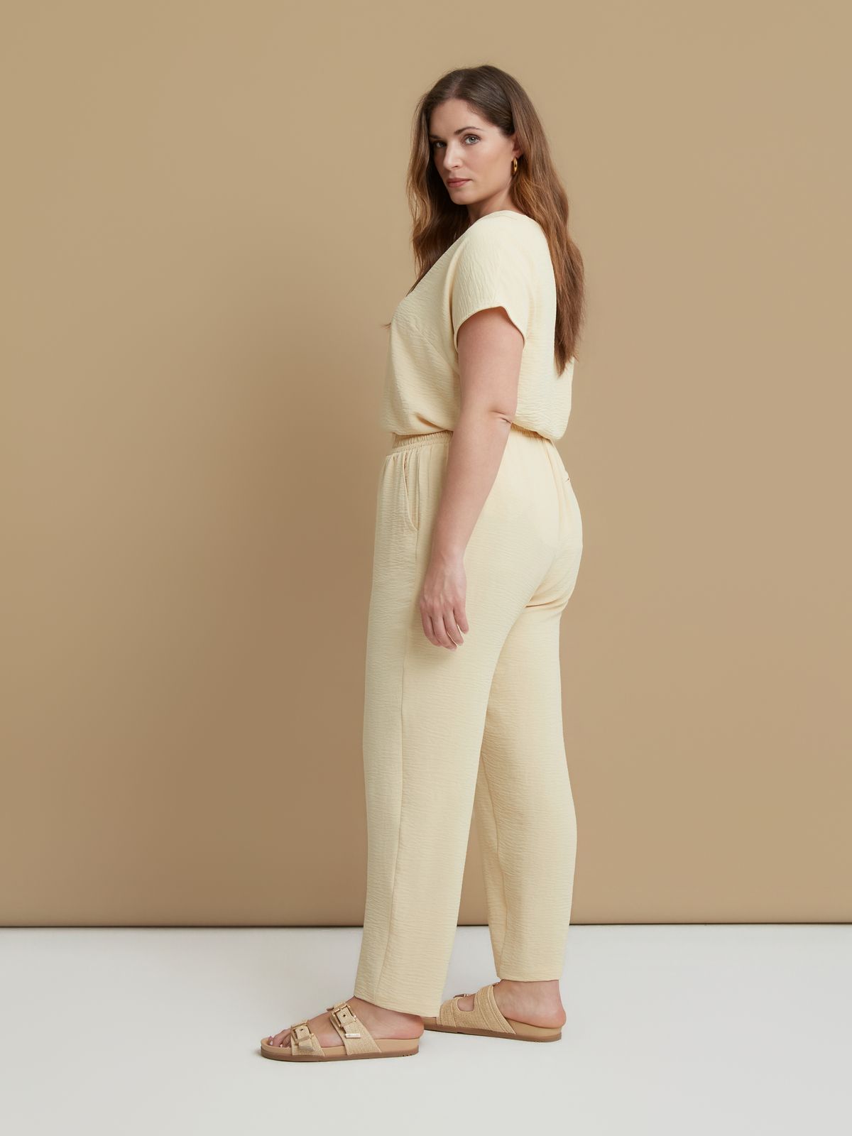 Airwashed crepe tapered-leg trousers