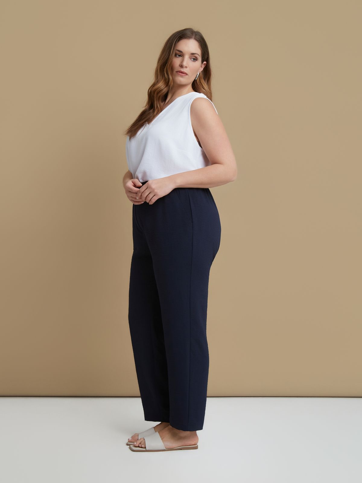 Airwashed crepe tapered-leg trousers