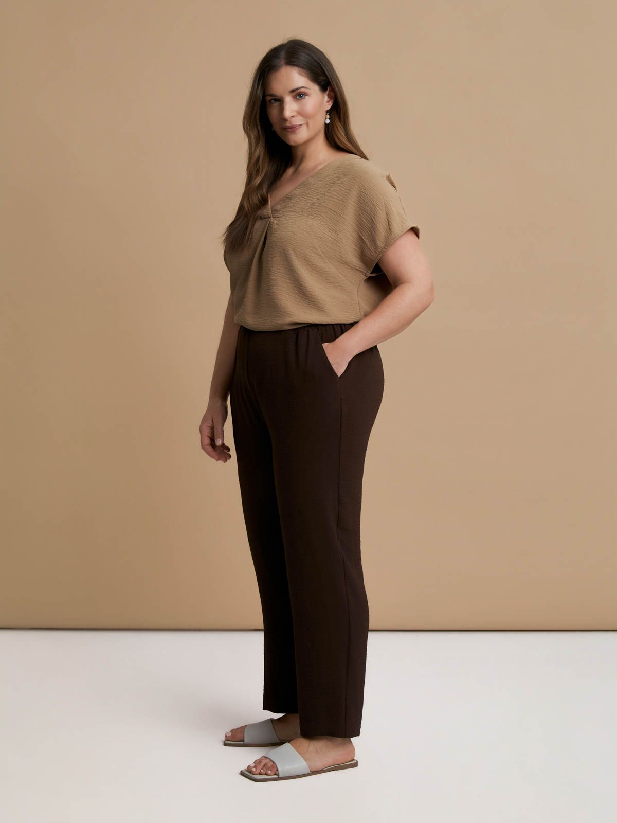Airwashed crepe tapered-leg trousers