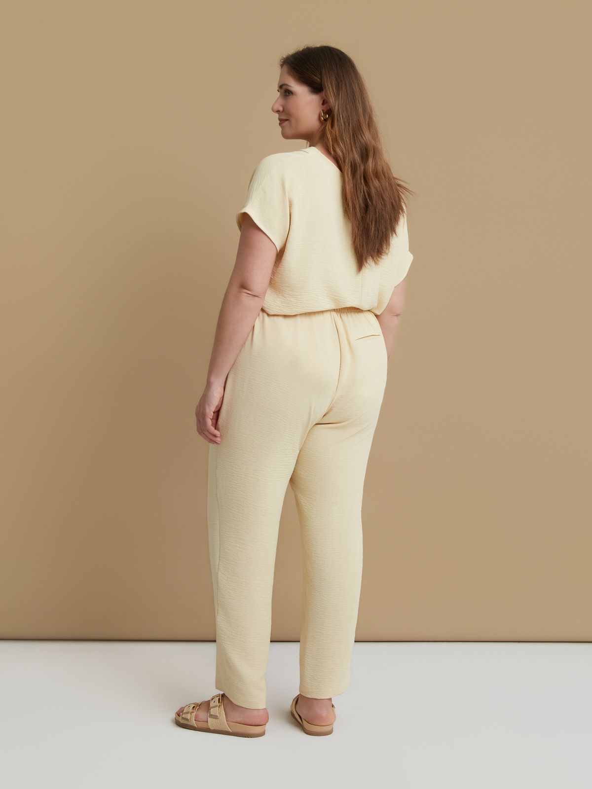 Airwashed crepe tapered-leg trousers