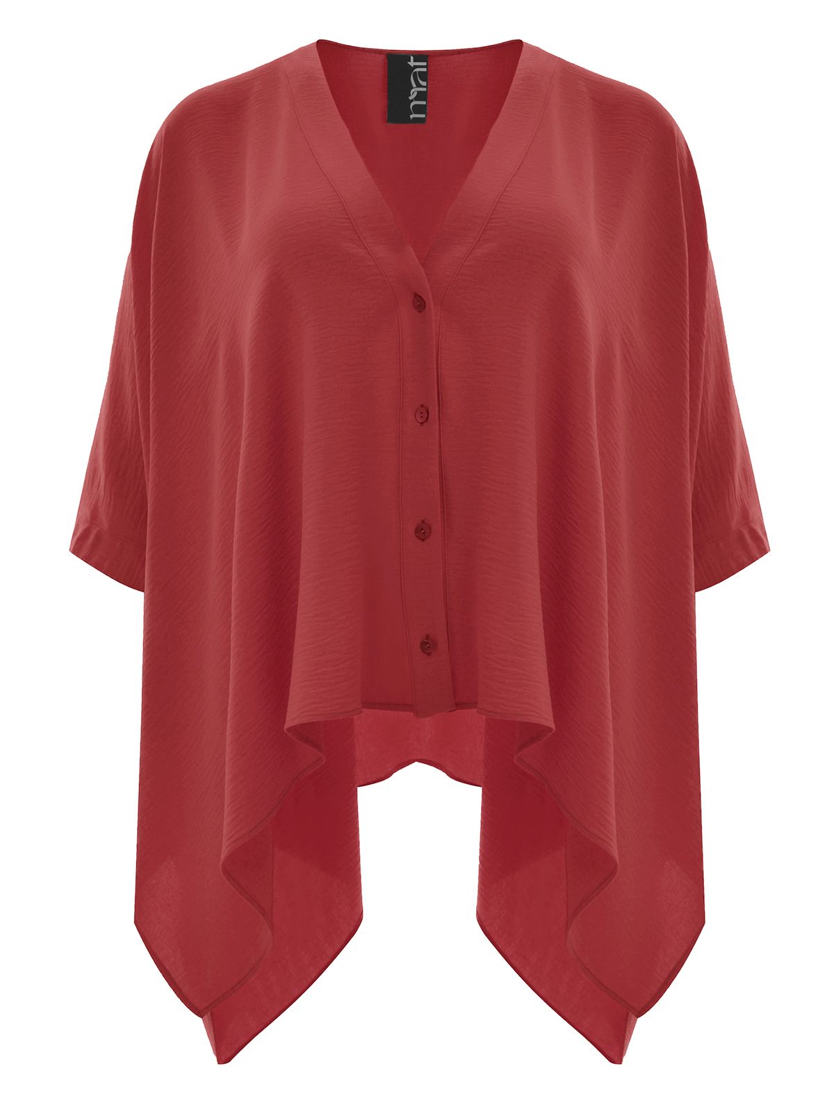 Airwashed crepe V-neck shirt with dipped sides
