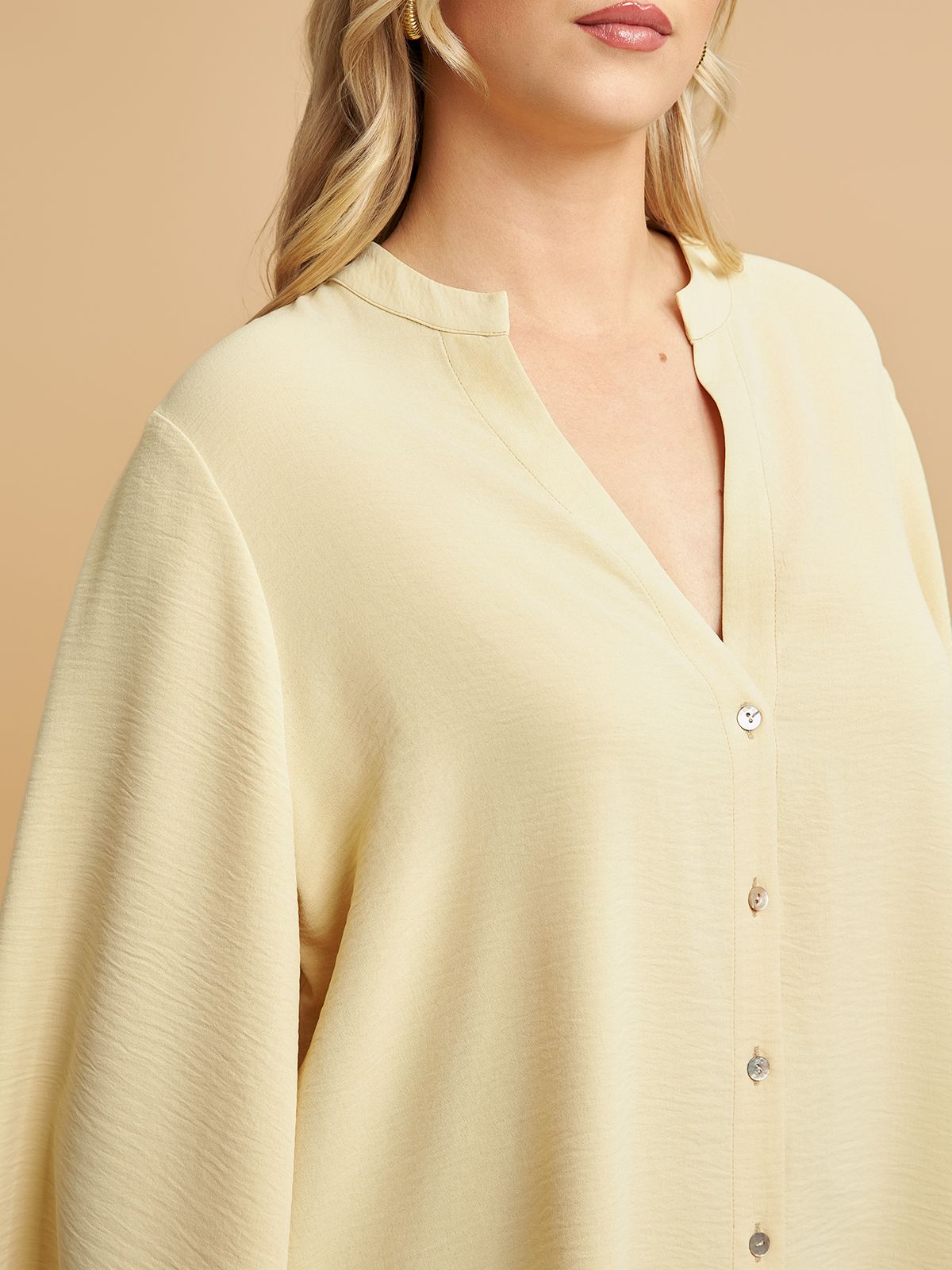 Airwashed crepe V-neck shirt