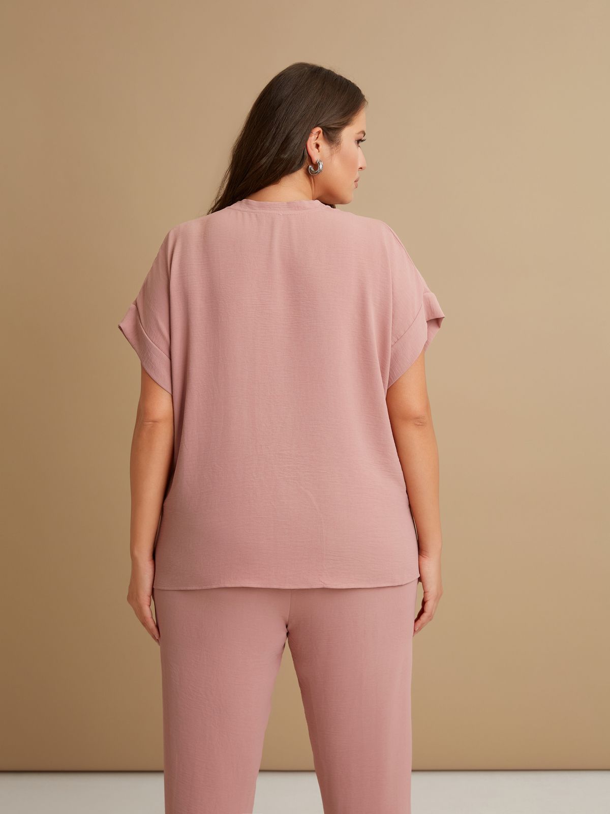 Airwashed crepe V-neck top